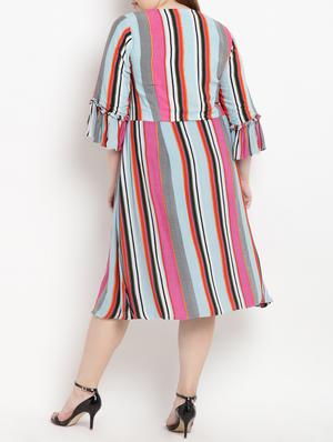 Striped frill detail dress - 15538311 - Standard Image - 3