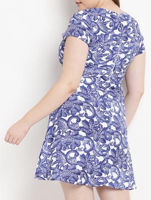 Imperial blue floral flared dress - 15538312 - Standard Image - 3