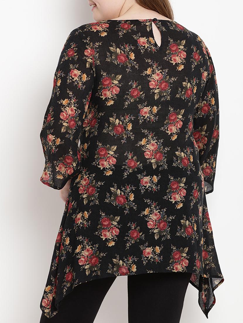 Floral asymmetric plus top - 15538313 - Zoom Image - 3