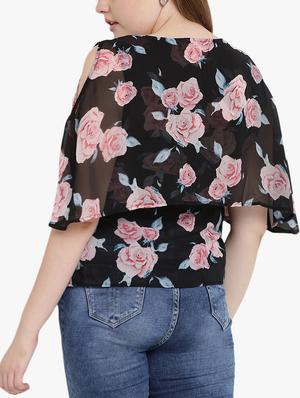 floral cold shoulder top - 15538320 - Standard Image - 3