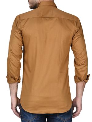 brown cotton casual shirt - 15541940 - Standard Image - 3