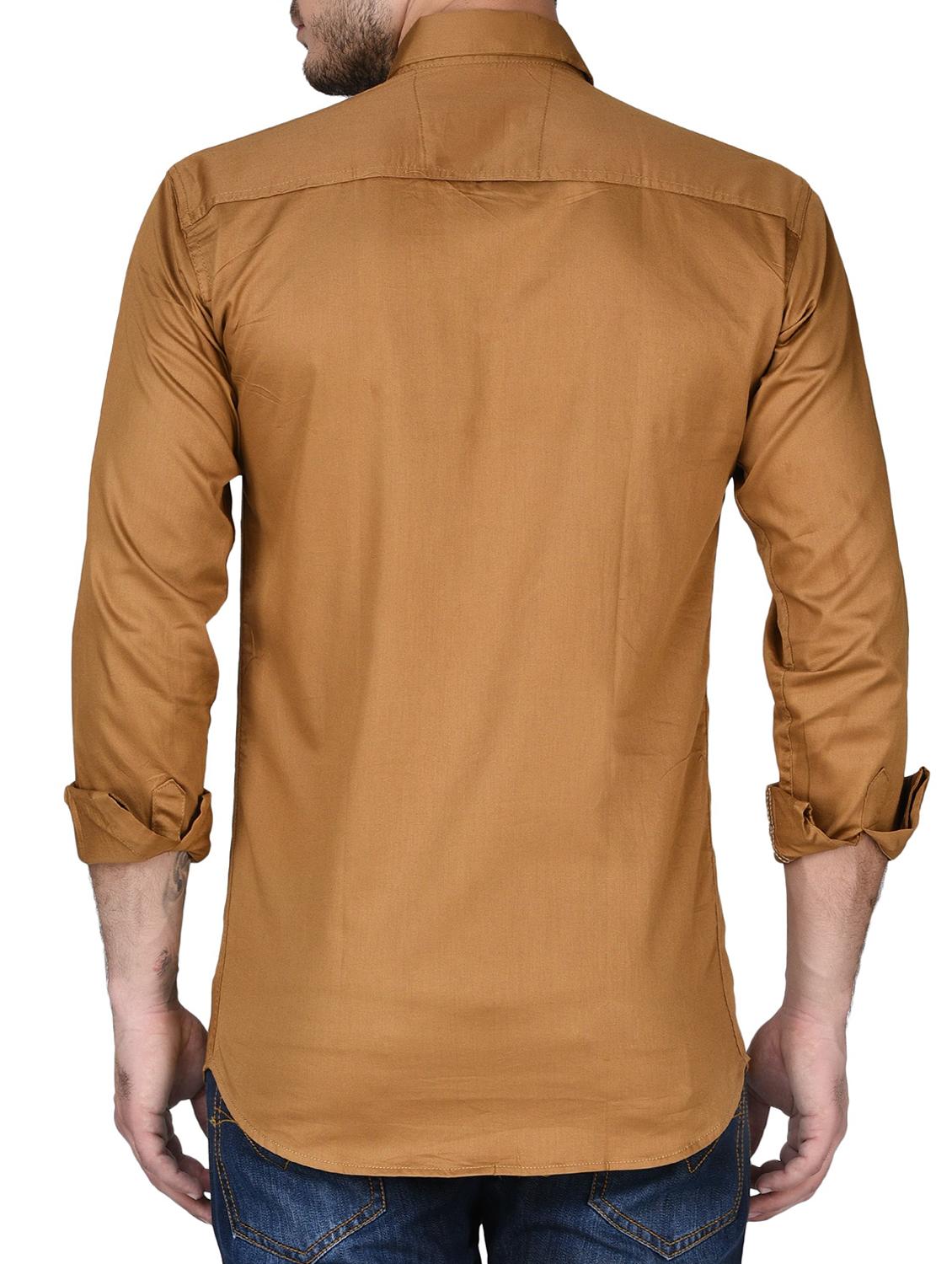 brown cotton casual shirt - 15541940 - Zoom Image - 3
