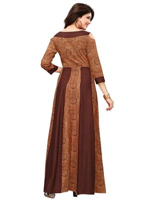 Anarkali printed cold shoulder kurta - 15542849 - Standard Image - 3