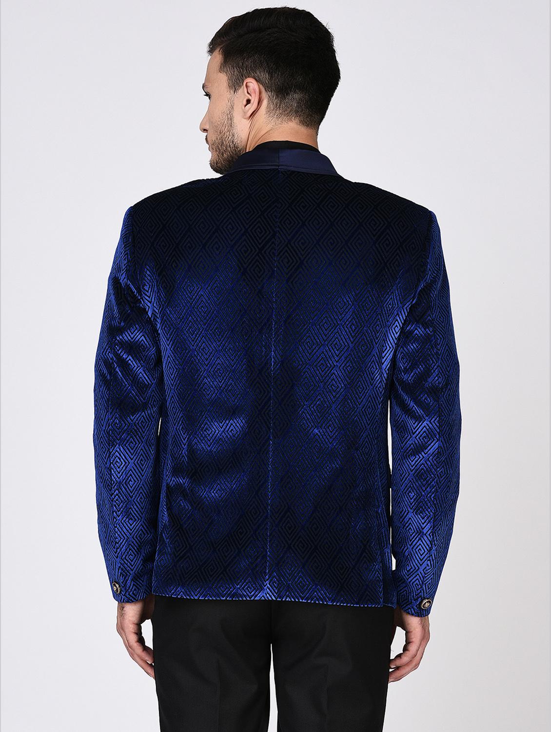 blue velvet casual blazer - 15544973 - Zoom Image - 3
