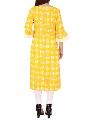 Bell sleeves straight kurta - 15545011 - Standard Image - 3