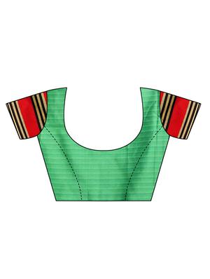 Zari Stripes maheshwari saree with blouse - 15557690 - Standard Image - 3
