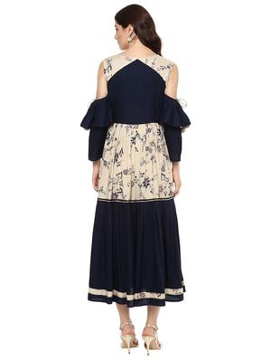 Cold shoulder printed tiered kurta - 15558558 - Standard Image - 3