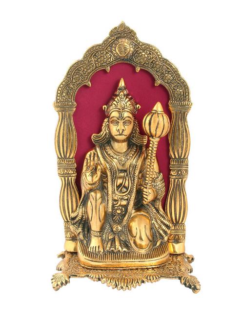 hanuman ji sitting with mehrab in metal by handicrafts paradise - 15558945 - Standard Image - 1