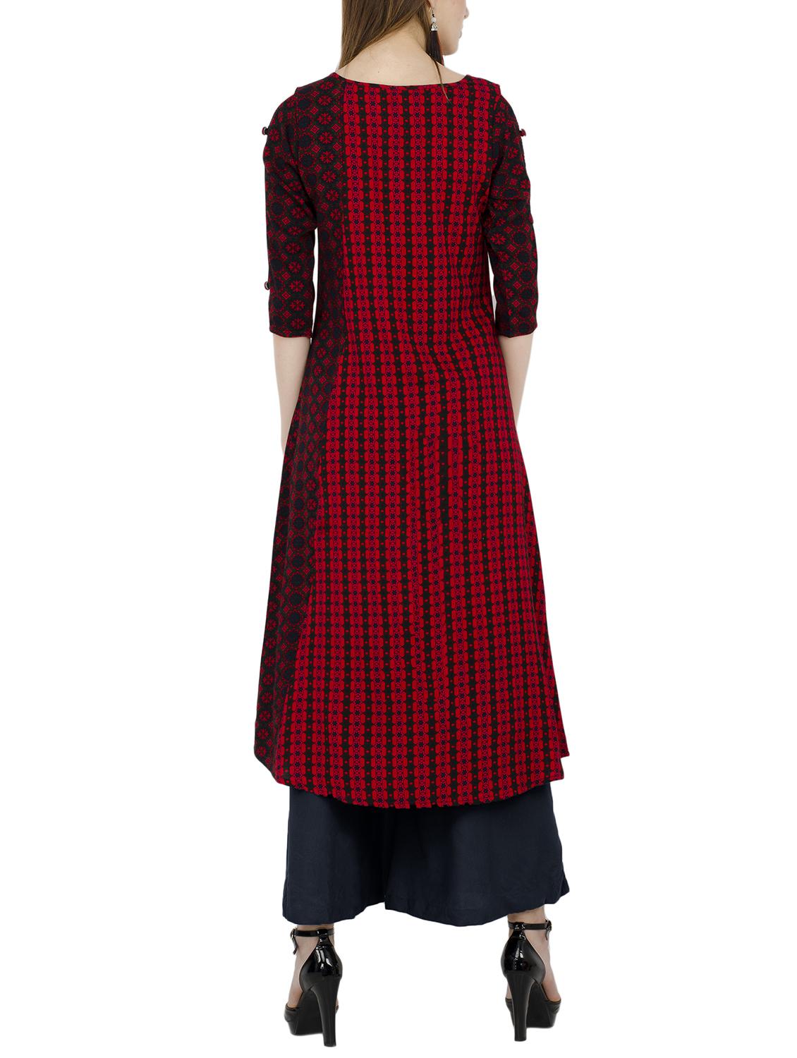 Slit sleeves a-line kurta - 15559580 - Zoom Image - 3
