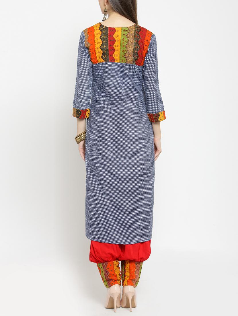 Printed piping kurta with salwar set - 15559883 - Zoom Image - 3