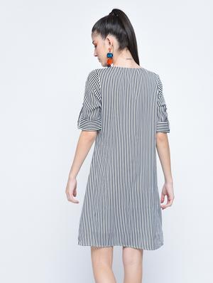 roll up sleeved striped dress - 15560013 - Standard Image - 3