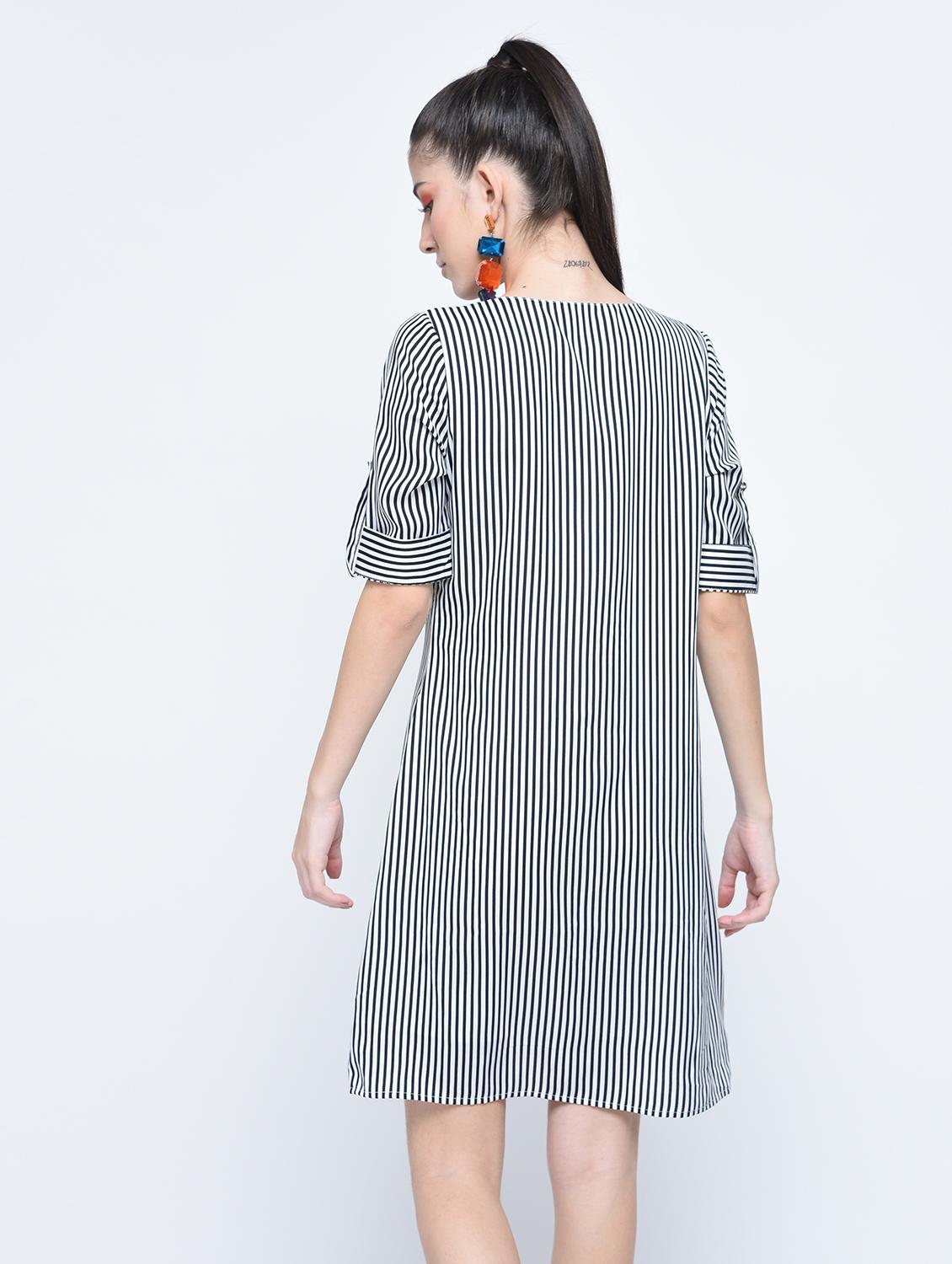 roll up sleeved striped dress - 15560013 - Zoom Image - 3