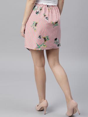 floral striped overlap panel skirt - 15560164 - Standard Image - 3