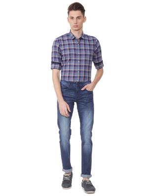blue cotton blend washed jeans - 15560416 - Standard Image - 3