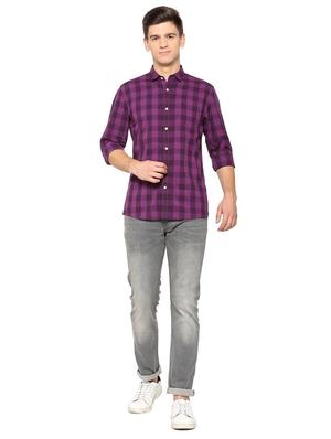 purple cotton casual shirt - 15560483 - Standard Image - 3