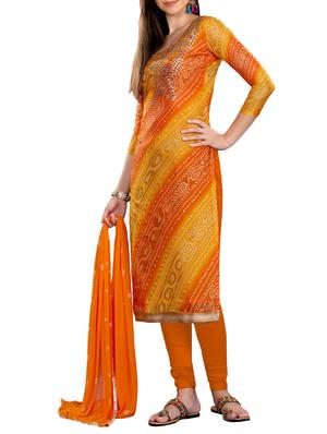 embroidered bandhani churidaar suit - 15560740 - Standard Image - 3