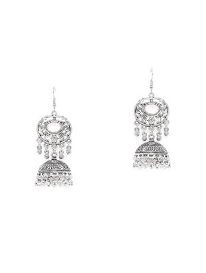 silver tone oxidized earrings - 15563462 - Standard Image - 3