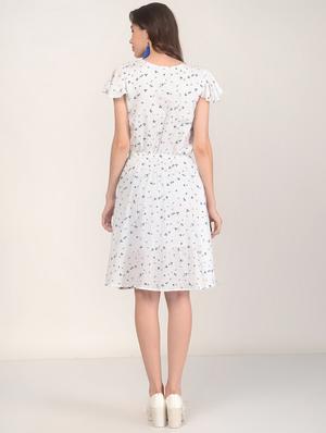 flutter sleeved tie up waist dress - 15563560 - Standard Image - 3