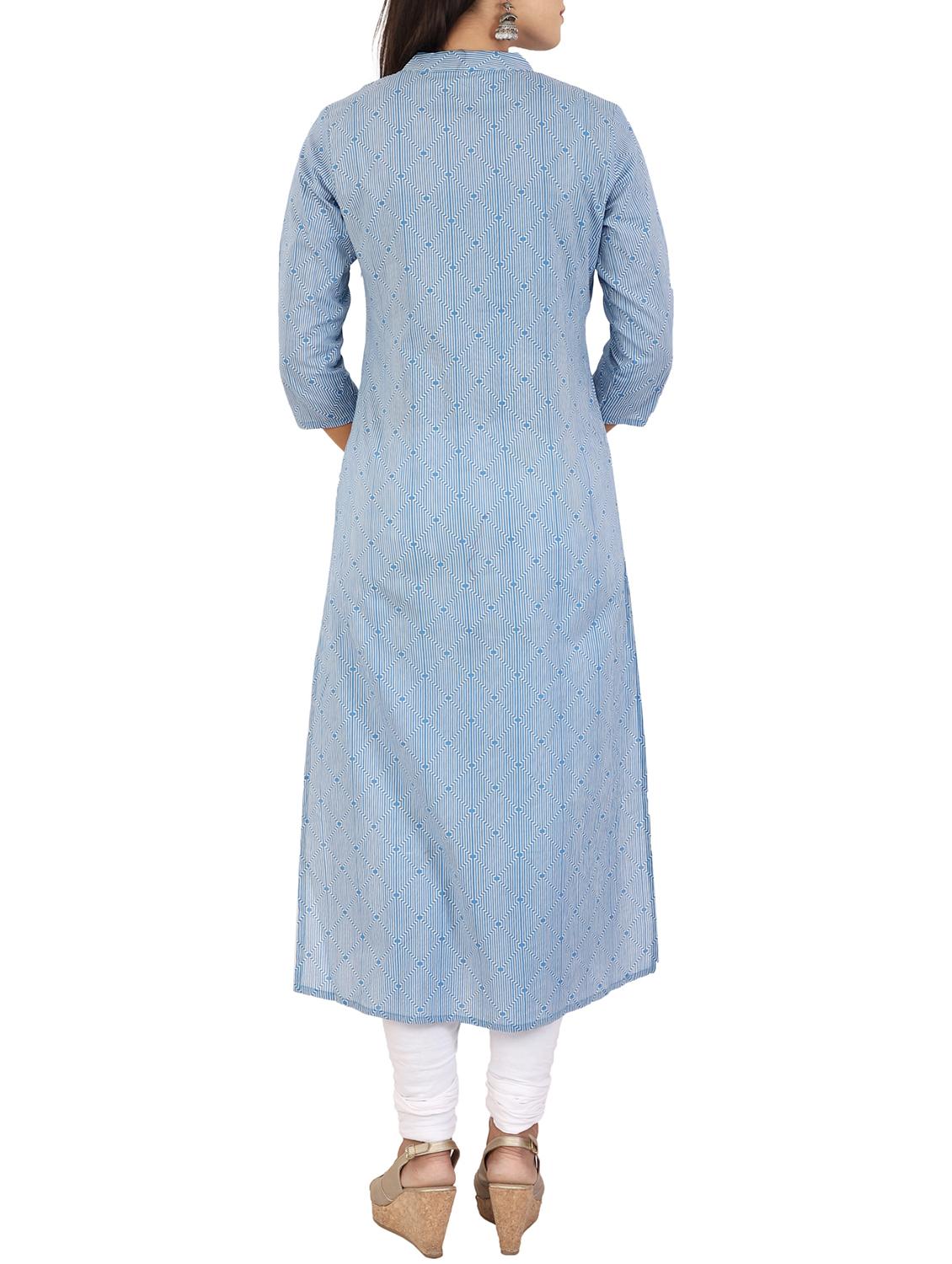 a-line stripes placket kurta - 15565364 - Zoom Image - 3