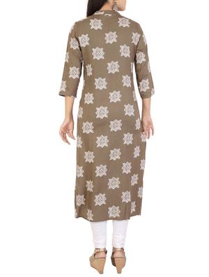 printed straight kurta - 15565366 - Standard Image - 3
