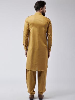 yellow cotton pathani set - 15566024 - Standard Image - 3