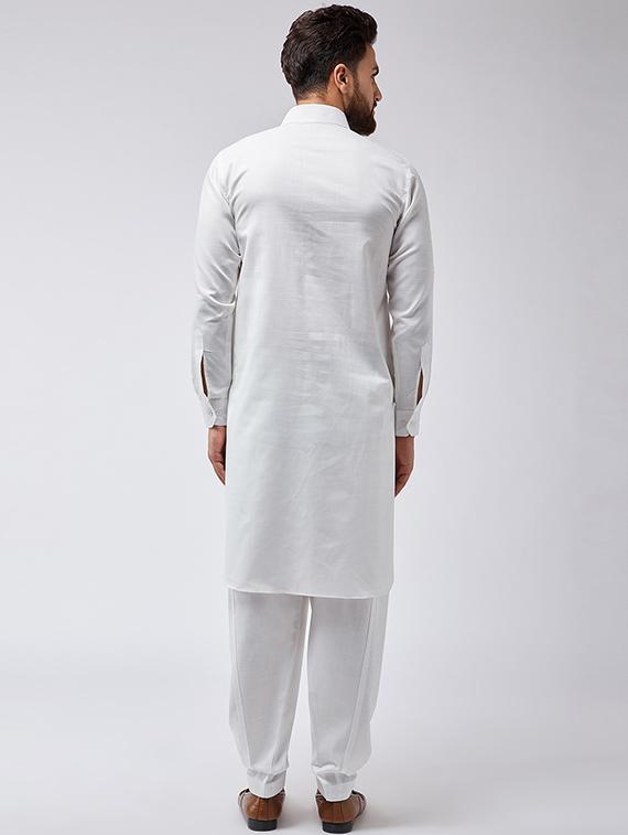 white cotton pathani set - 15566025 - Zoom Image - 3