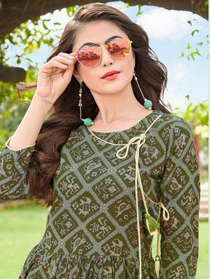 A-line printed dress with tassels - 15567921 - Standard Image - 3