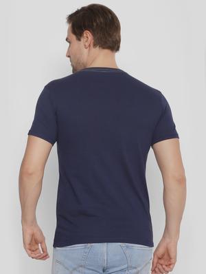 blue cotton chest print t-shirt - 15567987 - Standard Image - 3
