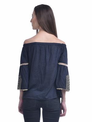 black embroidered off shoulder top - 15569330 - Standard Image - 3