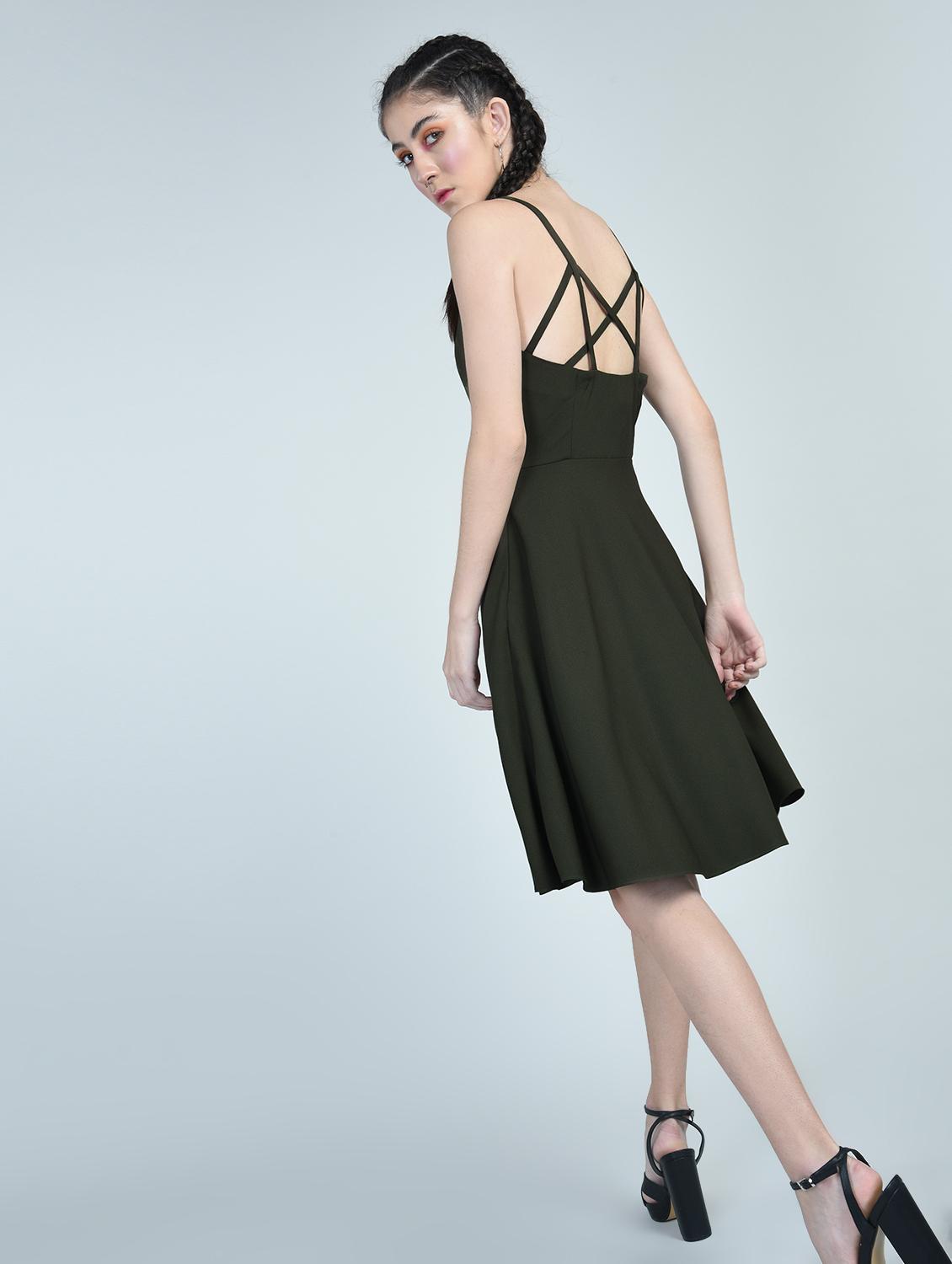 criss cross back detail flared dress - 15569839 - Zoom Image - 3