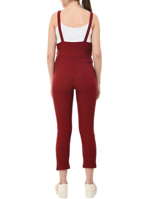 maroon solid dungaree - 15570006 - Standard Image - 3