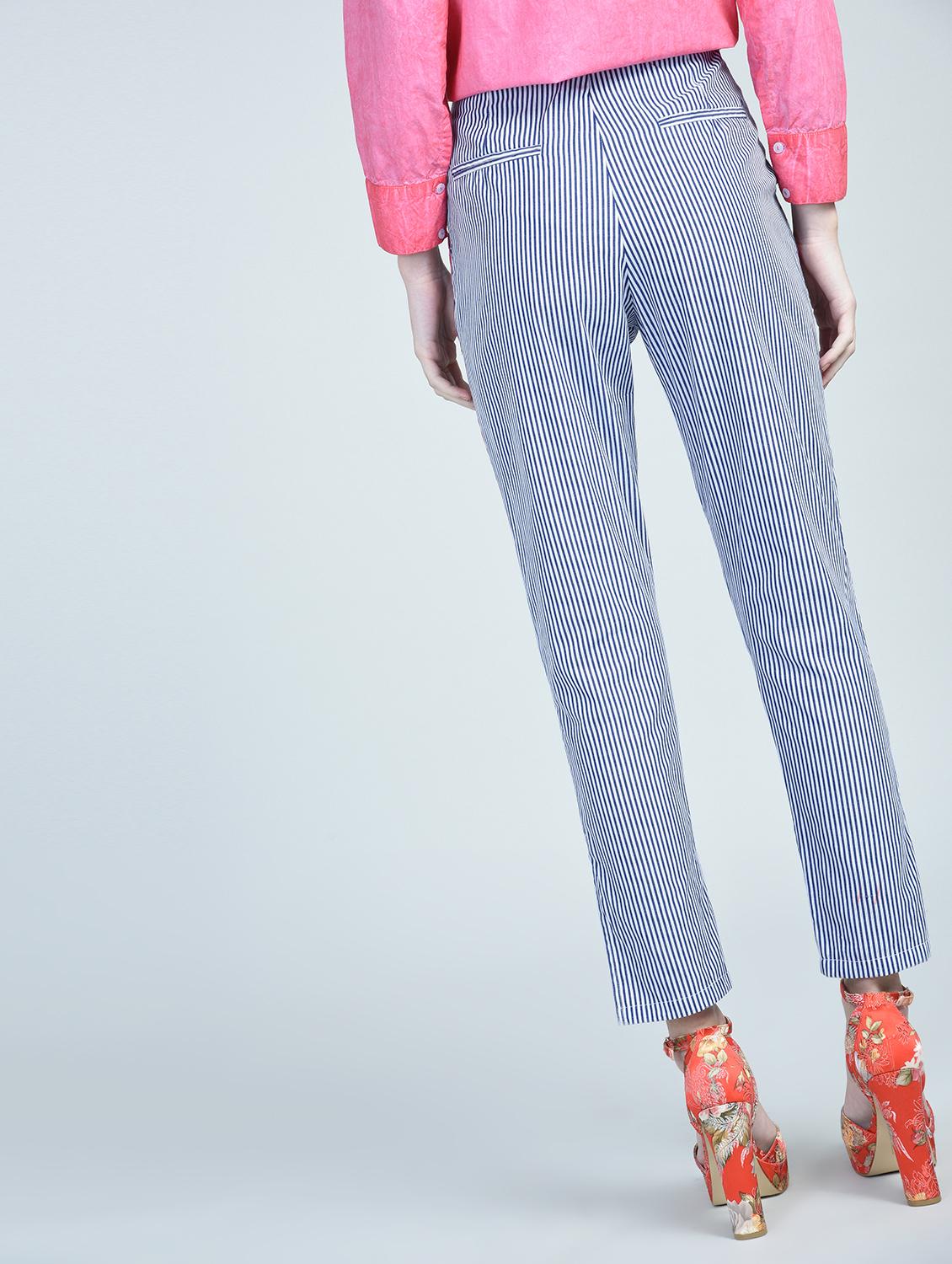 side taped striped trousers - 15570046 - Zoom Image - 3