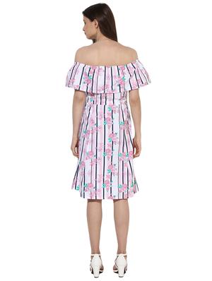 off shoulder printed dress - 15570088 - Standard Image - 3