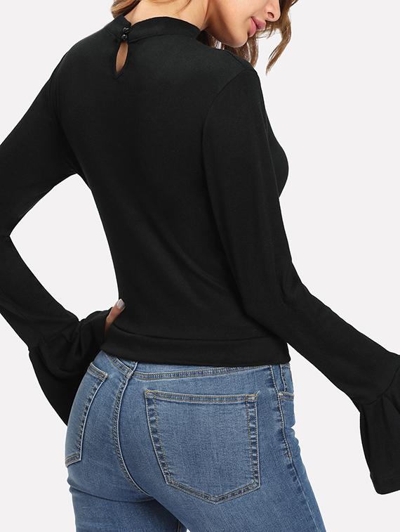 extended bell sleeve choker neck top - 15570238 - Zoom Image - 3