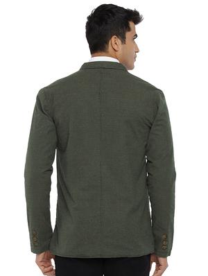 green cotton blend single breasted blazer - 15573020 - Standard Image - 3
