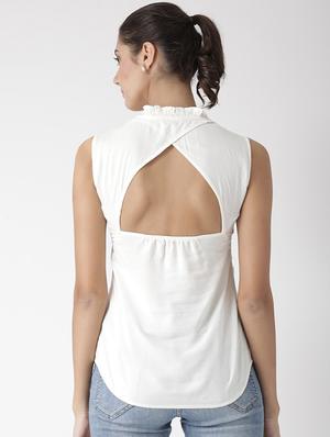 cutout back frill detail neck top - 15574051 - Standard Image - 3