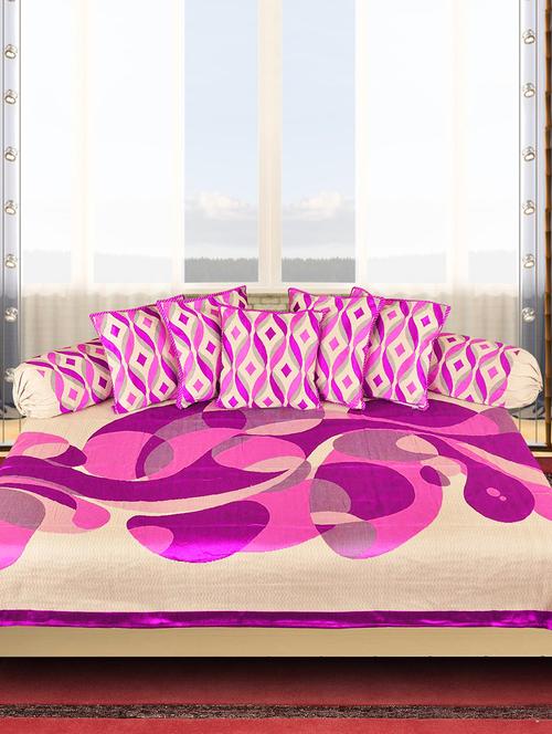 cotton 8 pcs diwan set(1 single bed sheet, 5 cushion covers & 2 bolster covers) - 15577297 - Standard Image - 1