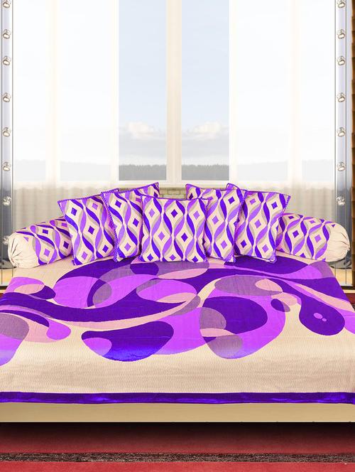cotton 8 pcs diwan set(1 single bed sheet, 5 cushion covers & 2 bolster covers) - 15577298 - Standard Image - 1