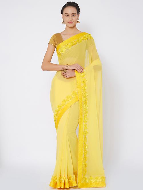 floral embellished border saree with blouse - 15577895 - Standard Image - 1