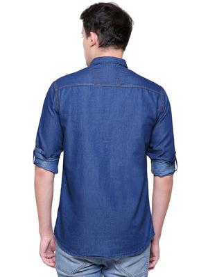 blue denim casual shirt - 15578270 - Standard Image - 3