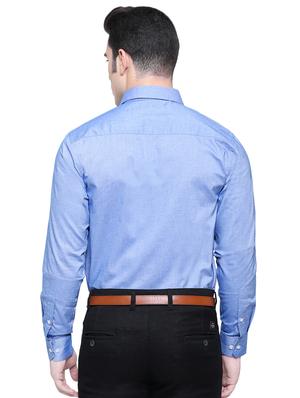 navy blue cotton formal shirt - 15578610 - Standard Image - 3