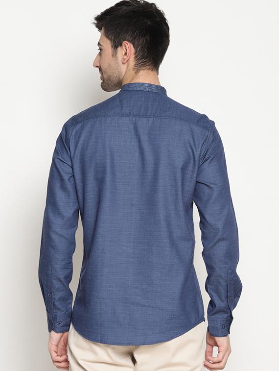 dark blue cotton short kurta - 15579162 - Zoom Image - 3