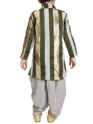 green silk kurta set - 15581854 - Standard Image - 3