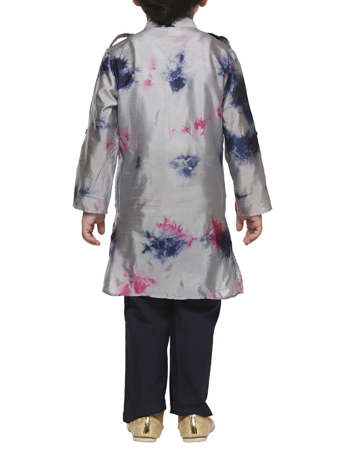 grey silk kurta set - 15581862 - Zoom Image - 3