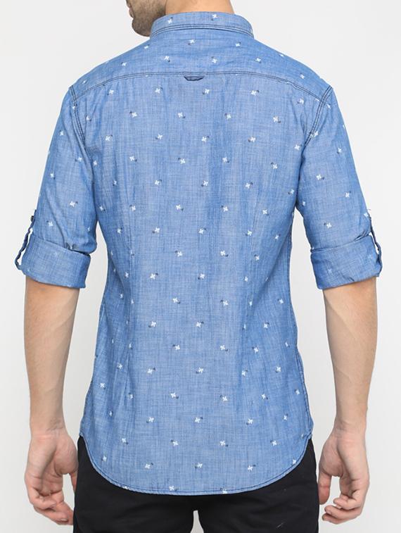 blue denim casual shirt - 15582474 - Zoom Image - 3