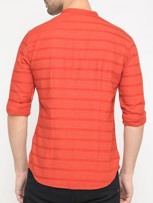 orange cotton casual shirt - 15582687 - Standard Image - 3