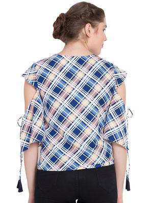 tassel tie-up checkered top - 15583348 - Standard Image - 3