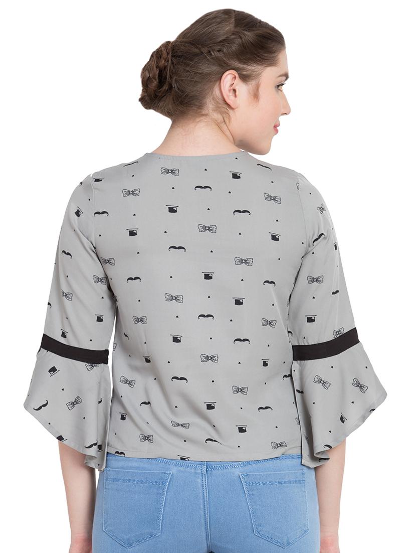 tassel tie-up quirky flute sleeved top - 15583351 - Zoom Image - 3