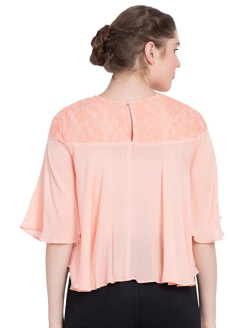 laced yoke bell sleeved flared top - 15583352 - Zoom Image - 3