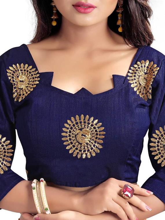 conversational zari embroidered saree with blouse - 15583659 - Zoom Image - 3